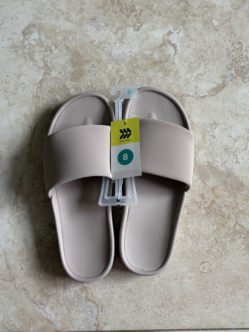Women's Slip-On Slide Sandals in Light Beige - Size 8
